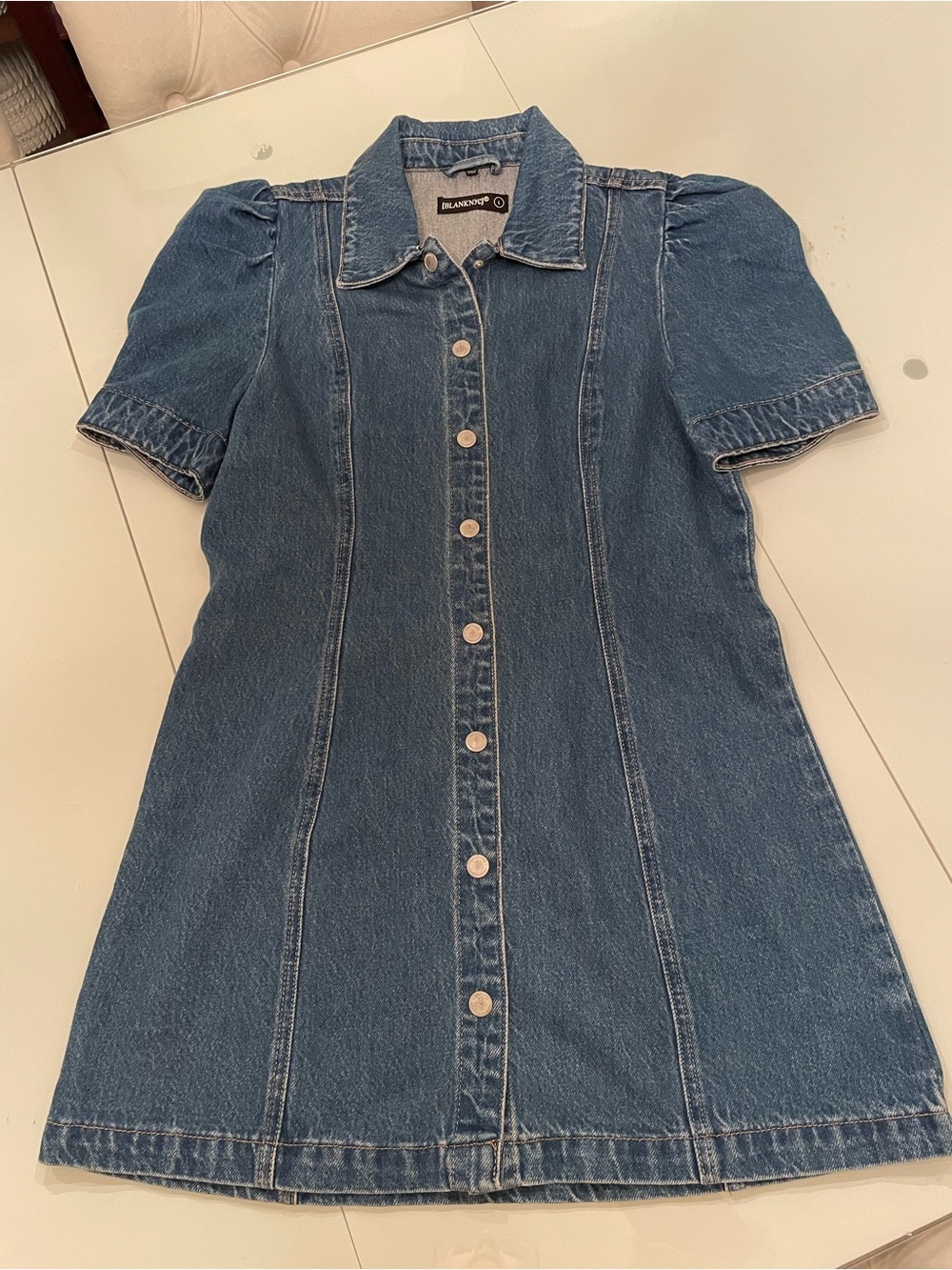 Blank NYC Blue Denim Button-Front Dress Small